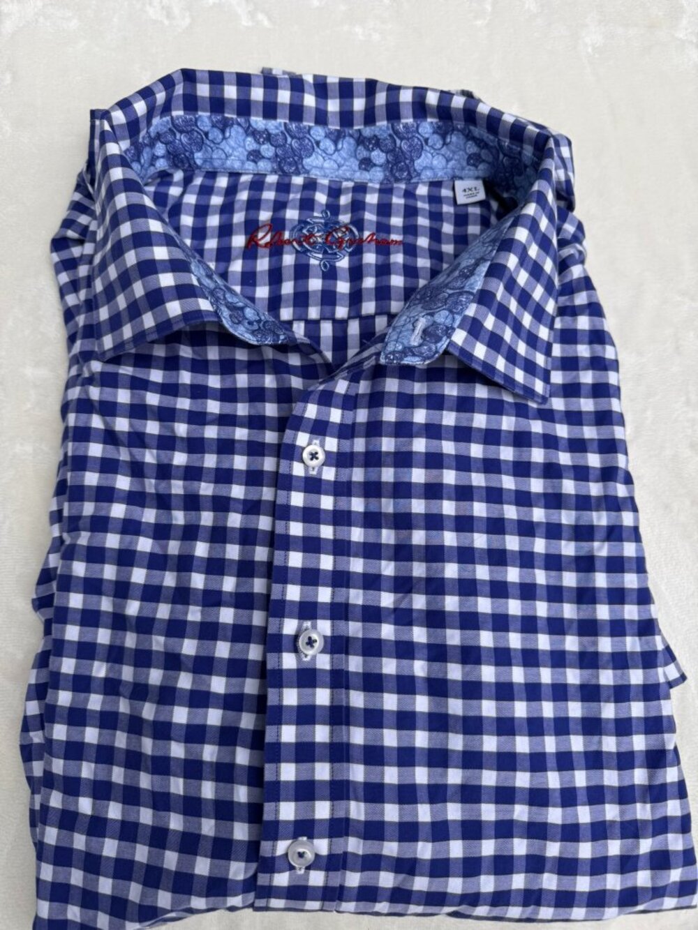 Robert Graham Men’s 4XL Blue Gingham Button-Down Shirt
